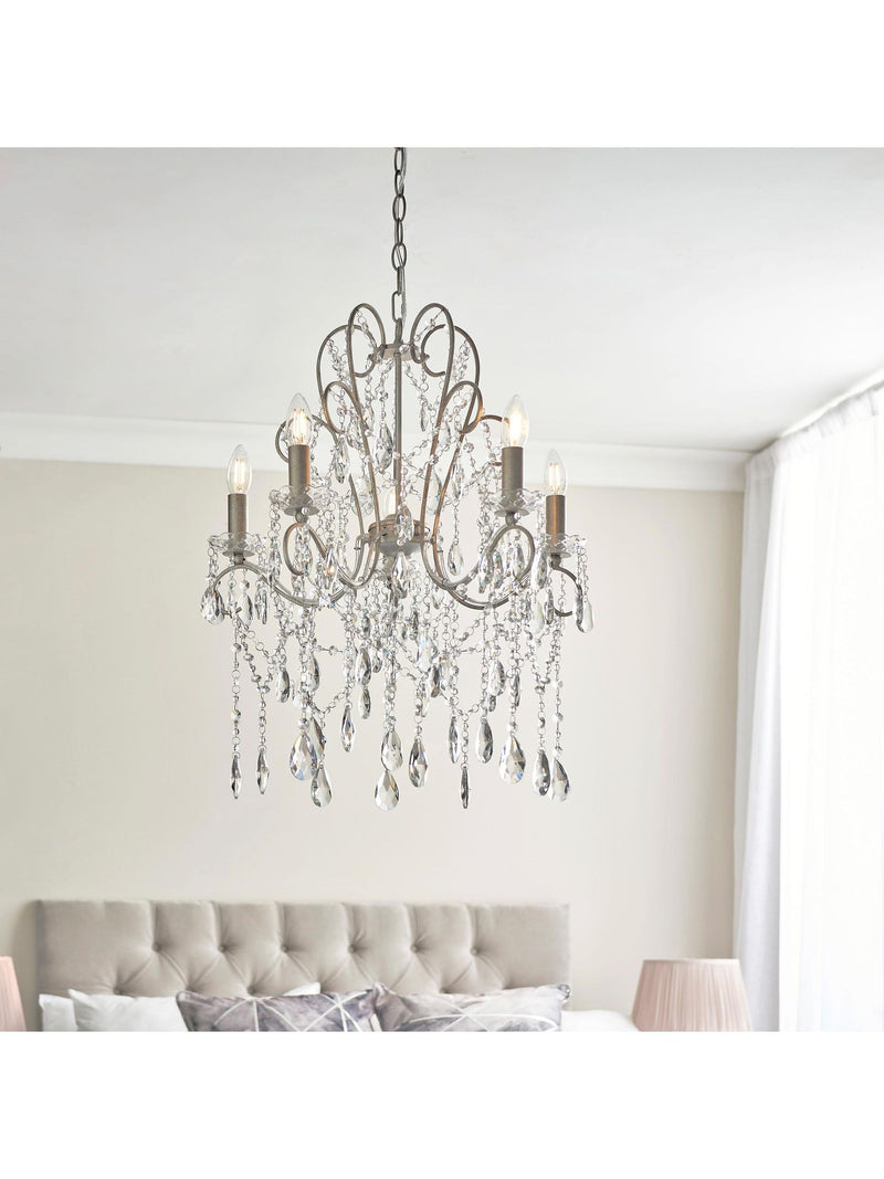 Gallery Home aged silver cut glass pendant ceiling light 5-light (British brand)