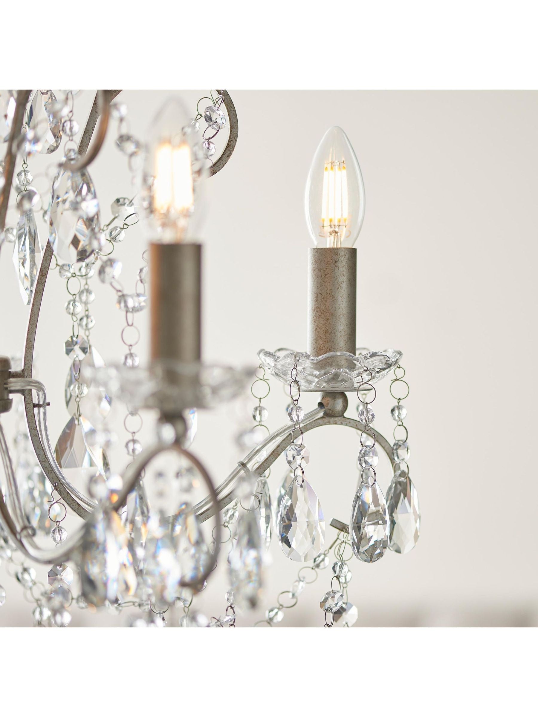 Gallery Home aged silver cut glass pendant ceiling light 5-light (British brand)