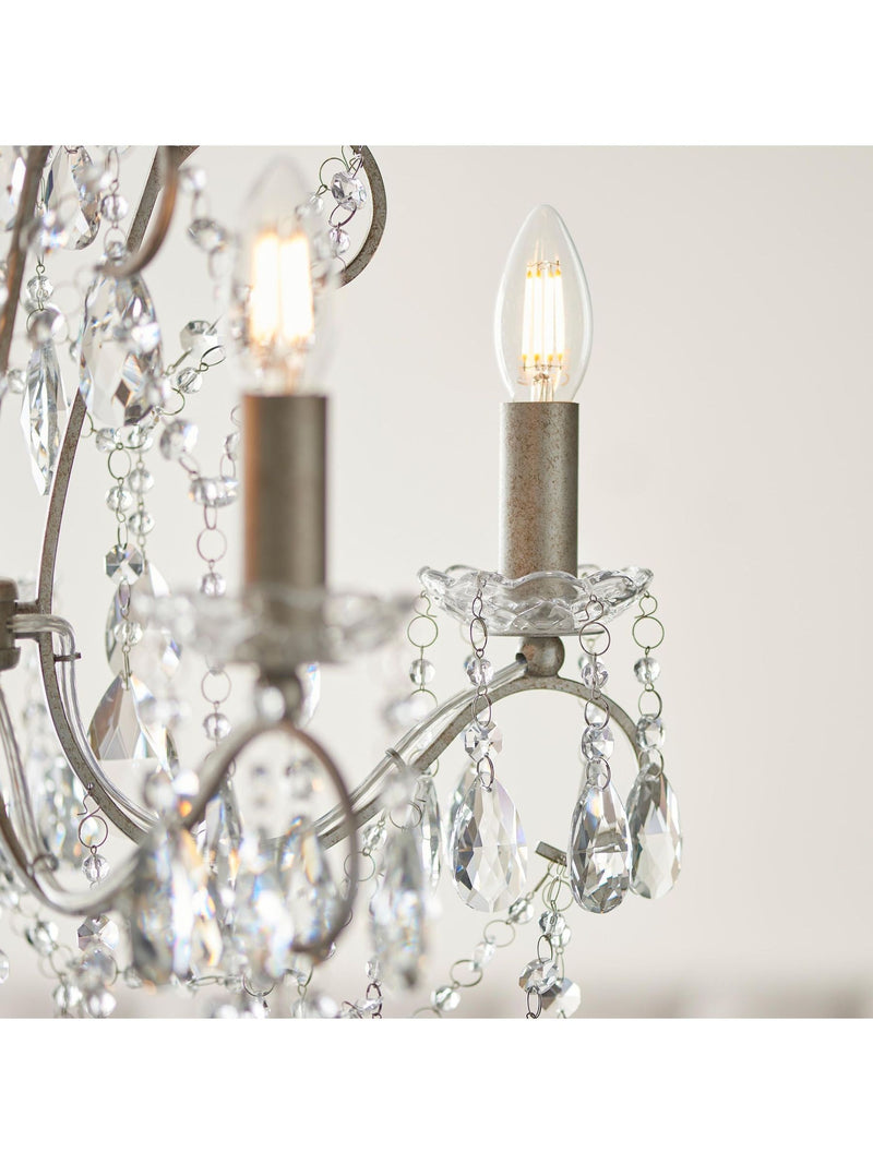 Gallery Home aged silver cut glass pendant ceiling light 5-light (British brand)