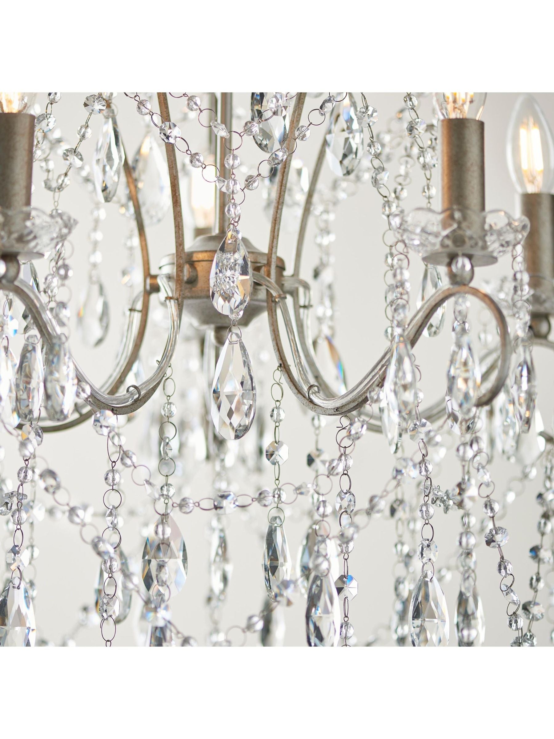Gallery Home aged silver cut glass pendant ceiling light 5-light (British brand)