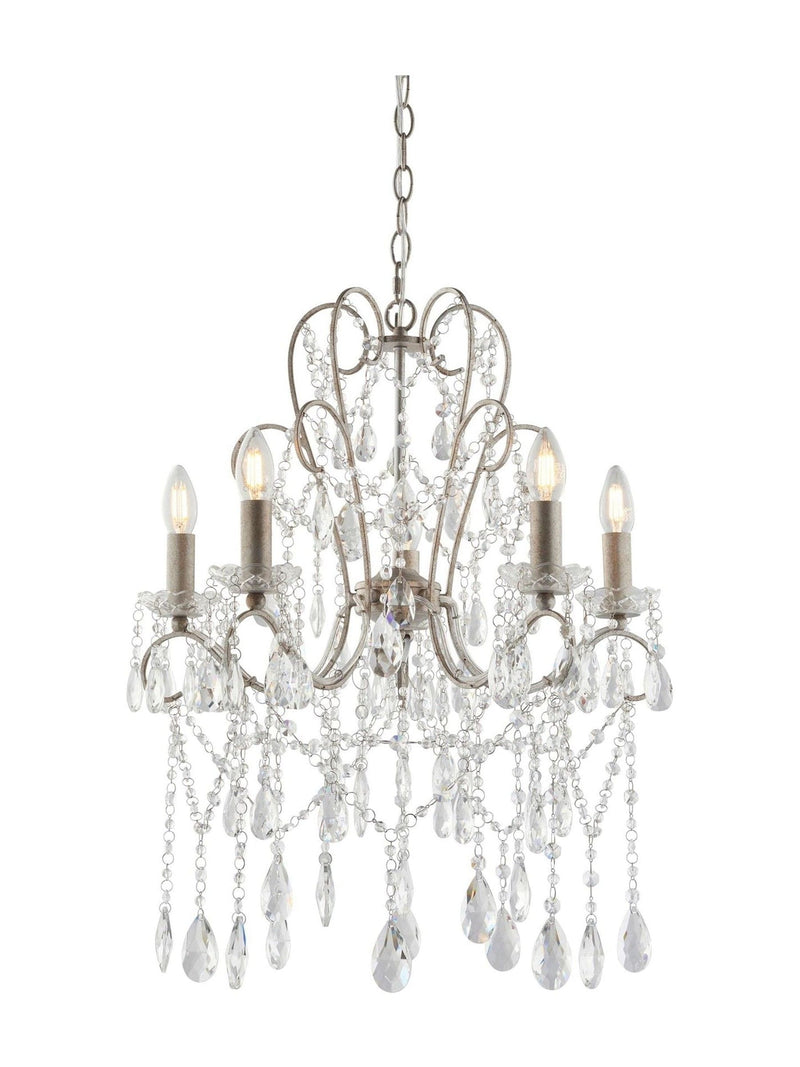 Gallery Home aged silver cut glass pendant ceiling light 5-light (British brand)