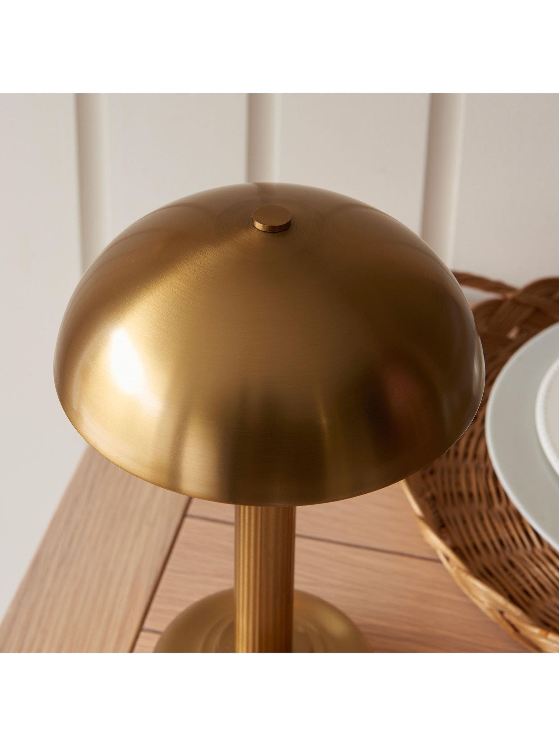 Gallery Home warm brass Bridport rechargeable table lamp - British product