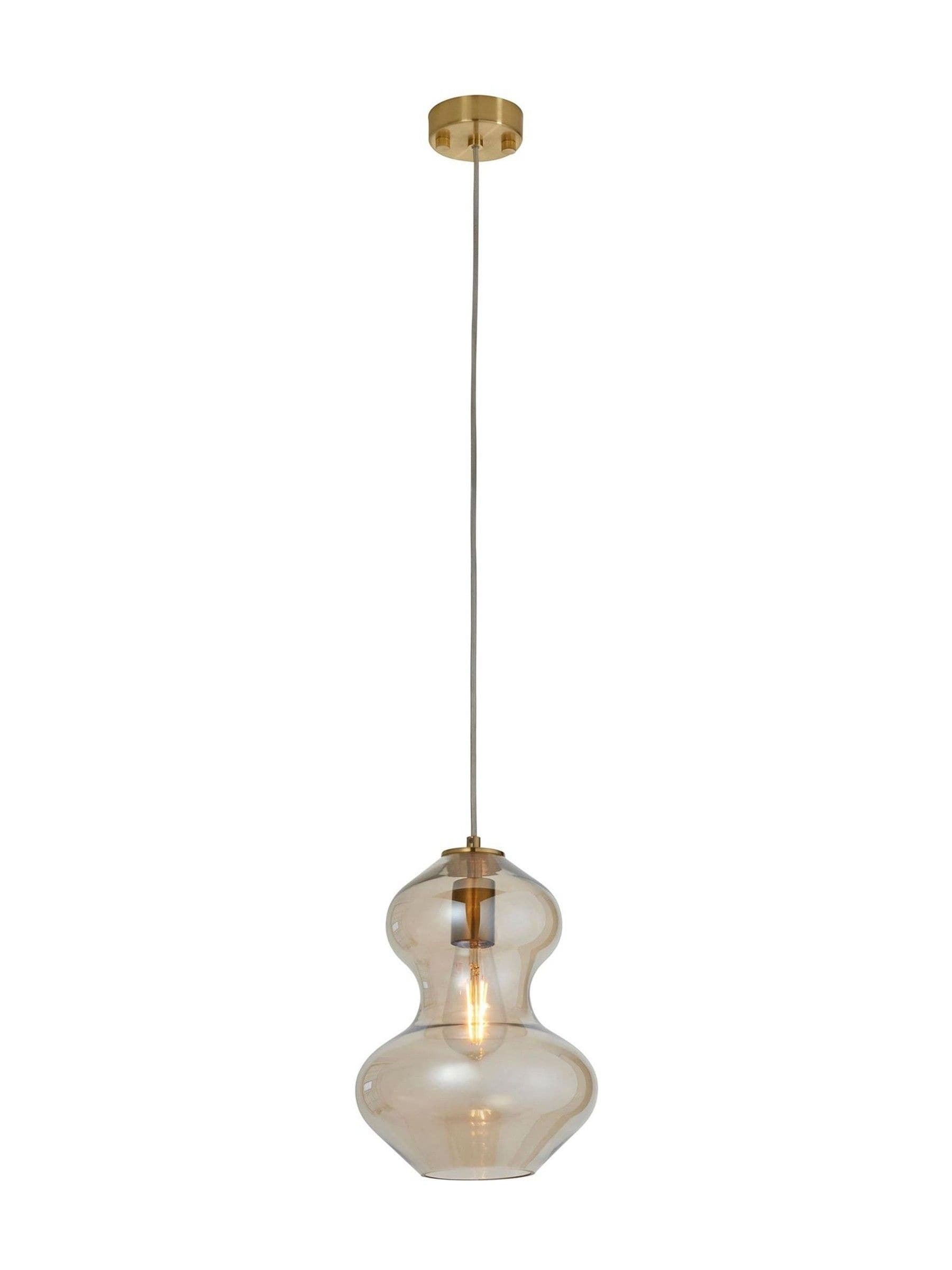 Gallery Home satin brass pendant with champagne glass, UK version