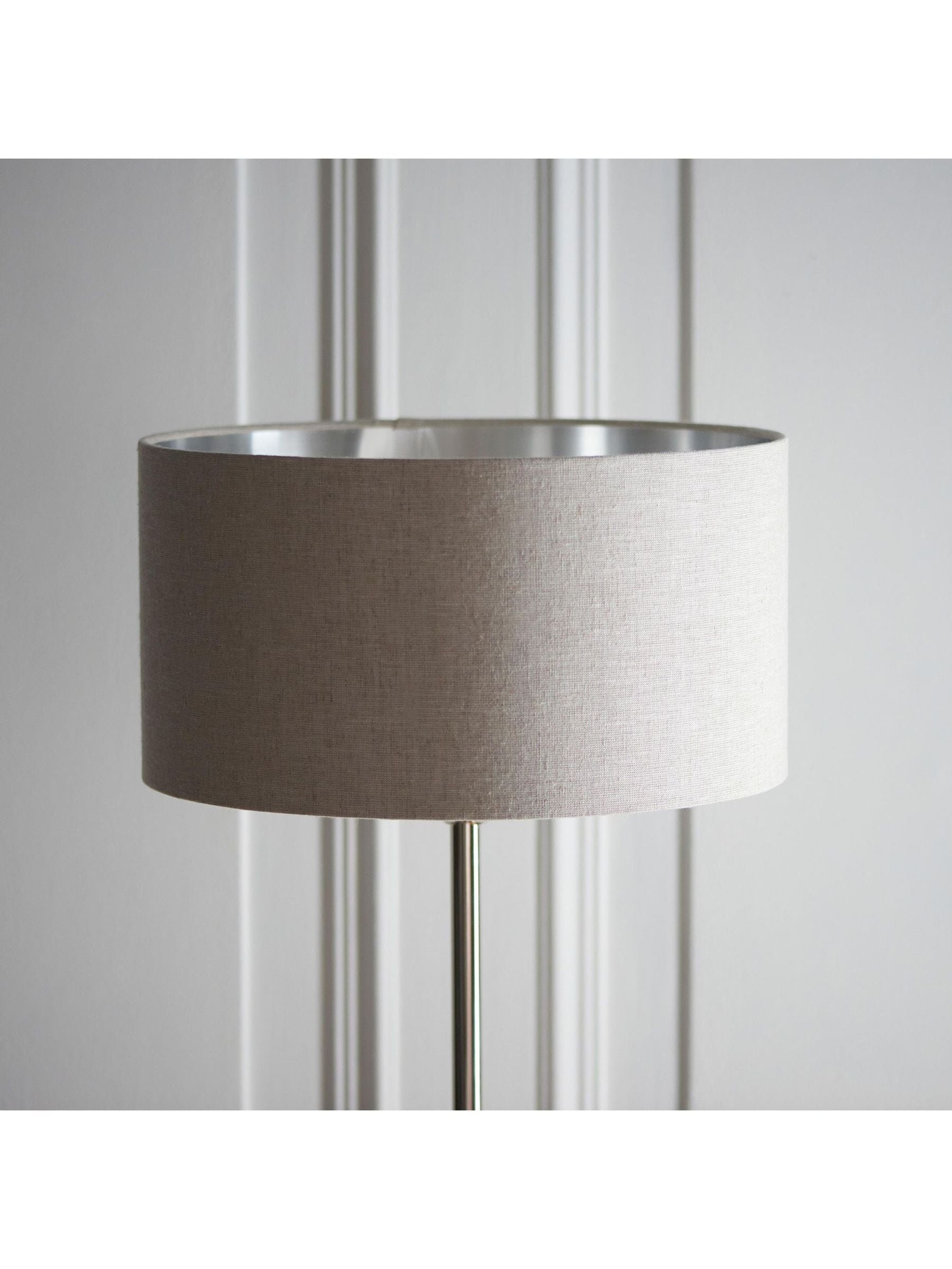 Gallery Home brushed chrome floor lamp linen shade - British product