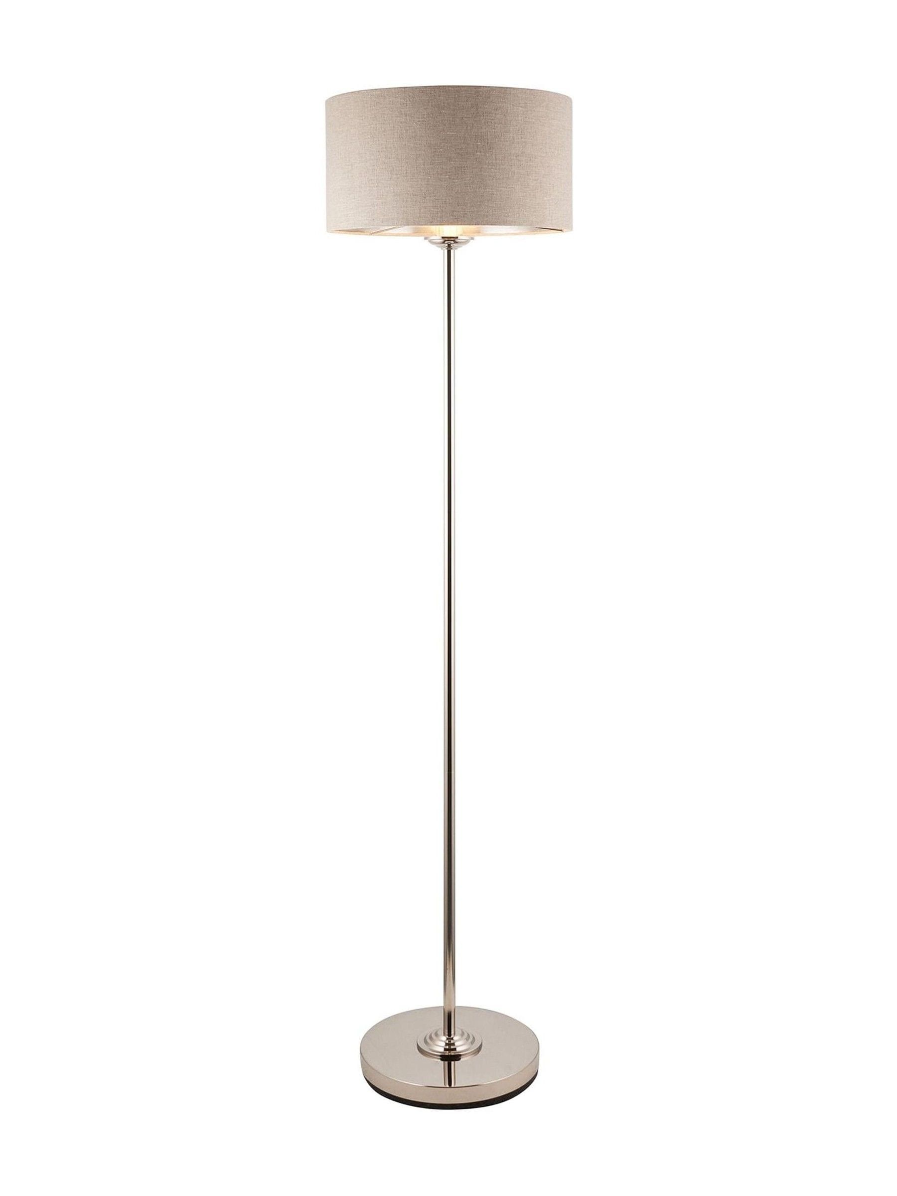 Gallery Home brushed chrome floor lamp linen shade - British product