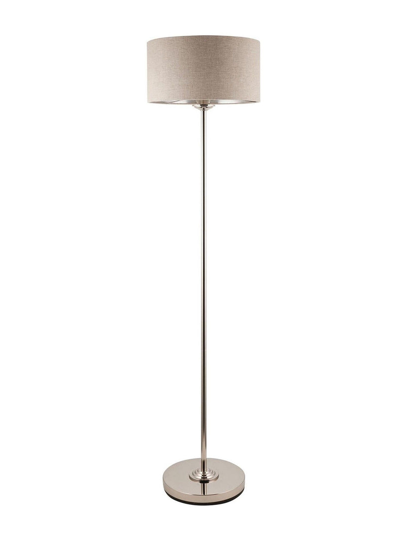 Gallery Home brushed chrome floor lamp linen shade - British product