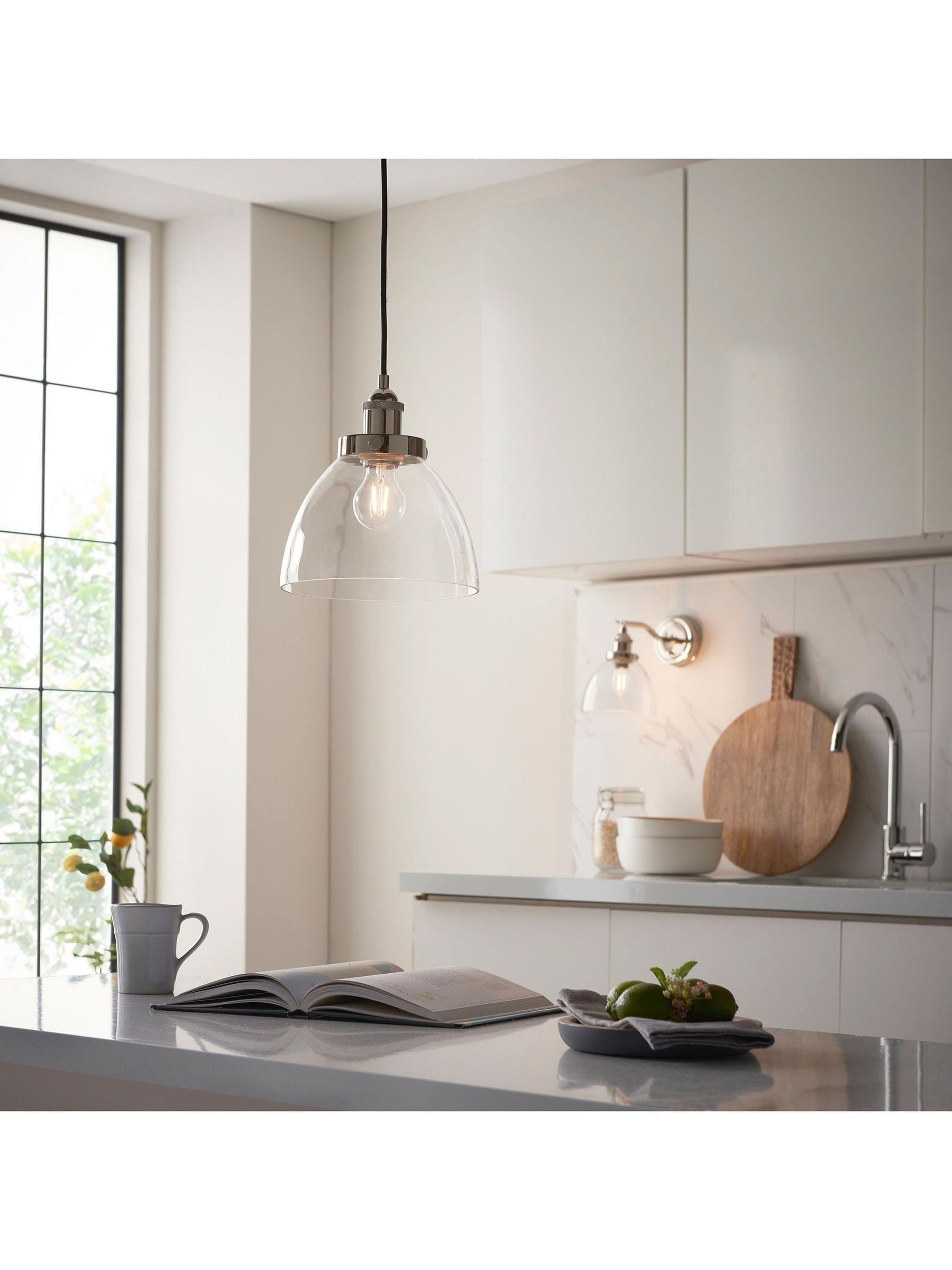Gallery Home Hansen wall light in bright nickel (British brand)
