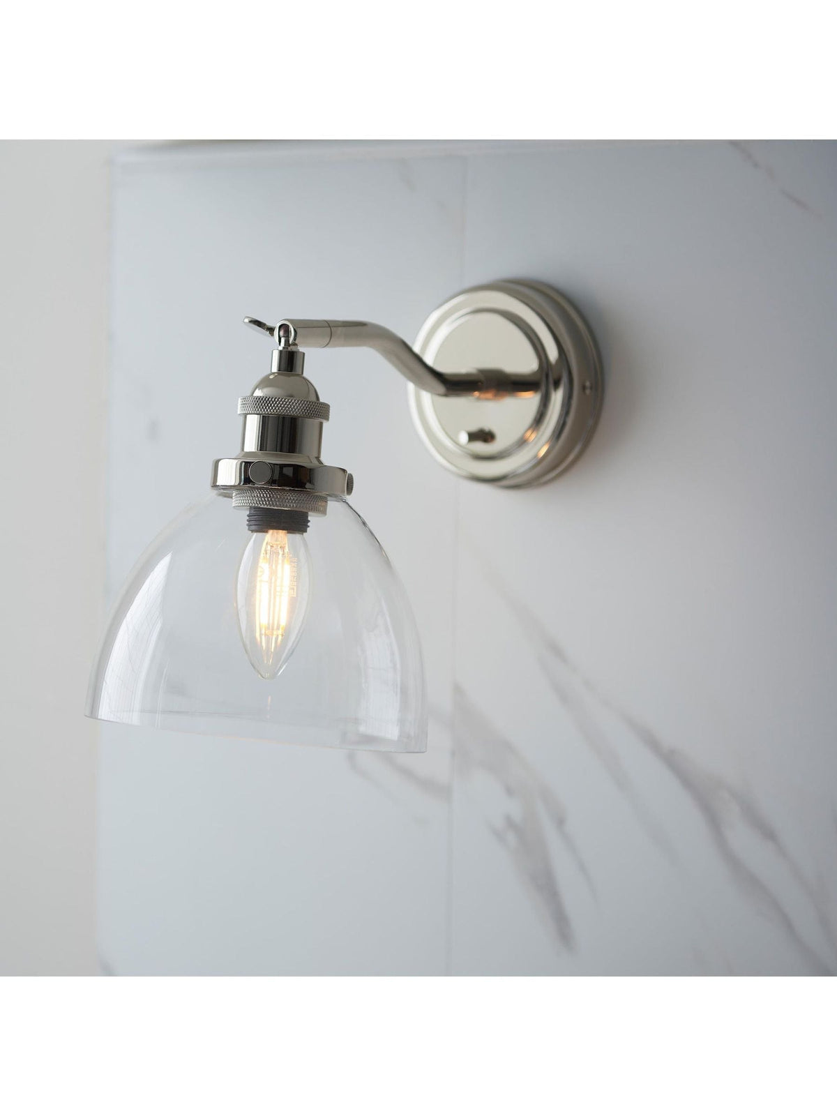 Gallery Home Hansen wall light in bright nickel (British brand)