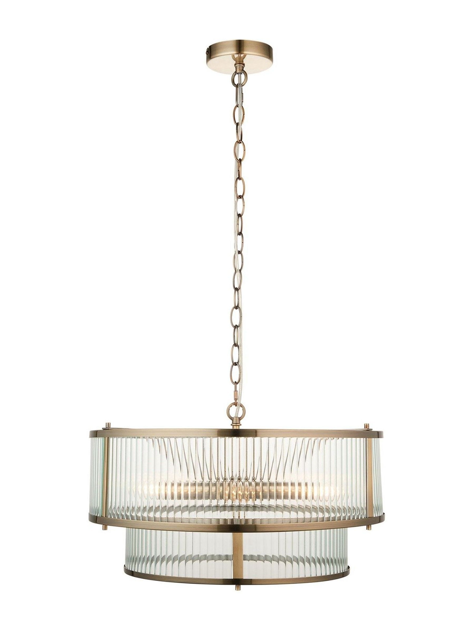 Gallery Home antique brass pendant light 5-light, UK version
