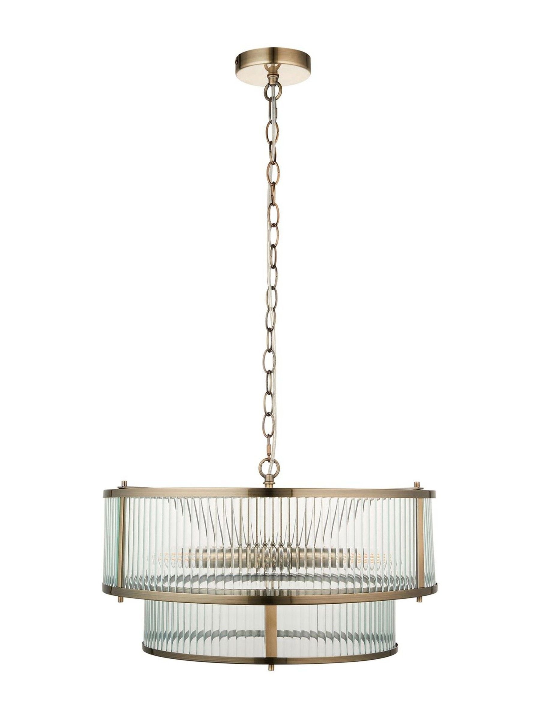 Gallery Home antique brass pendant light 5-light, UK version