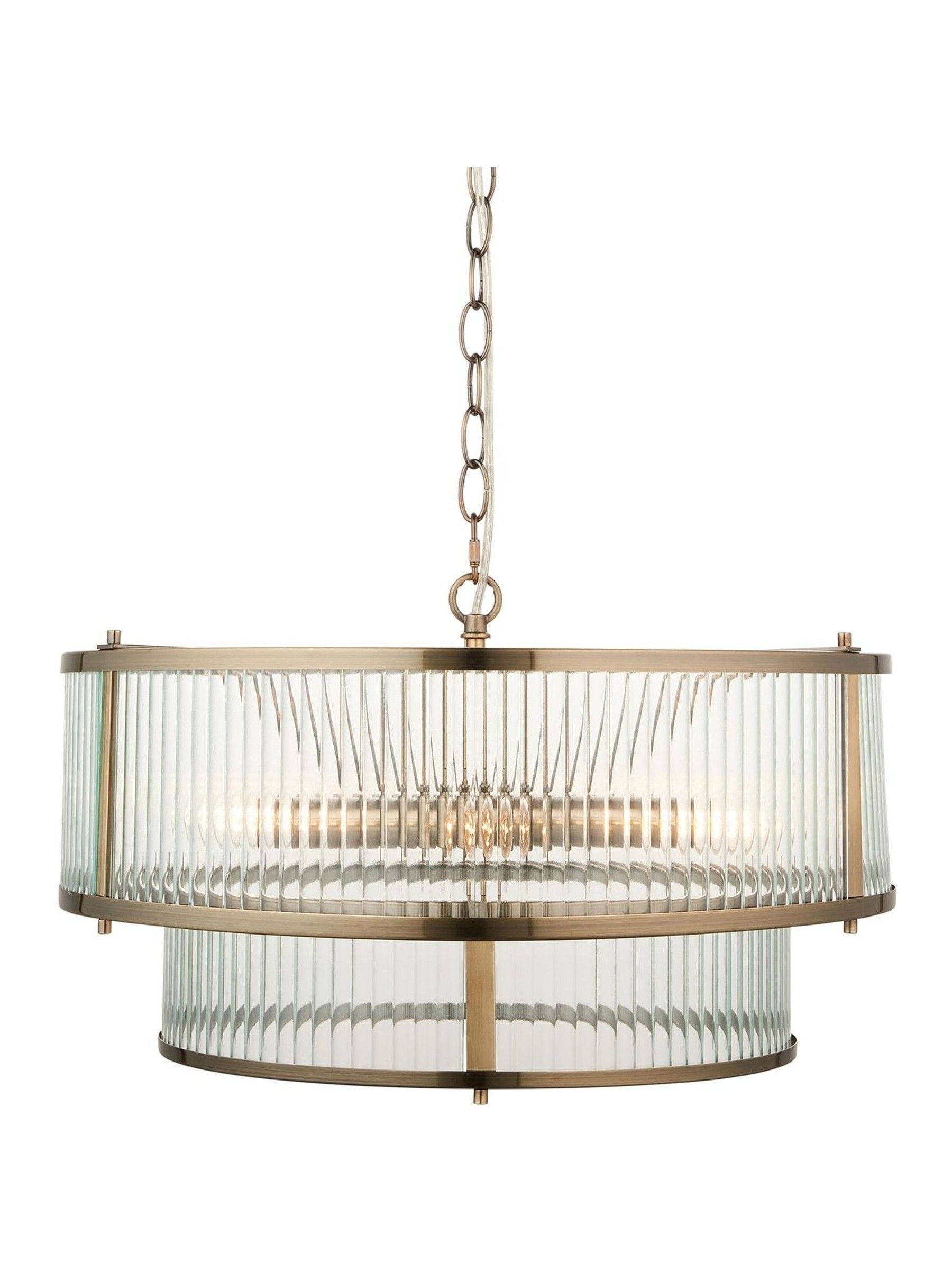 Gallery Home antique brass pendant light 5-light, UK version