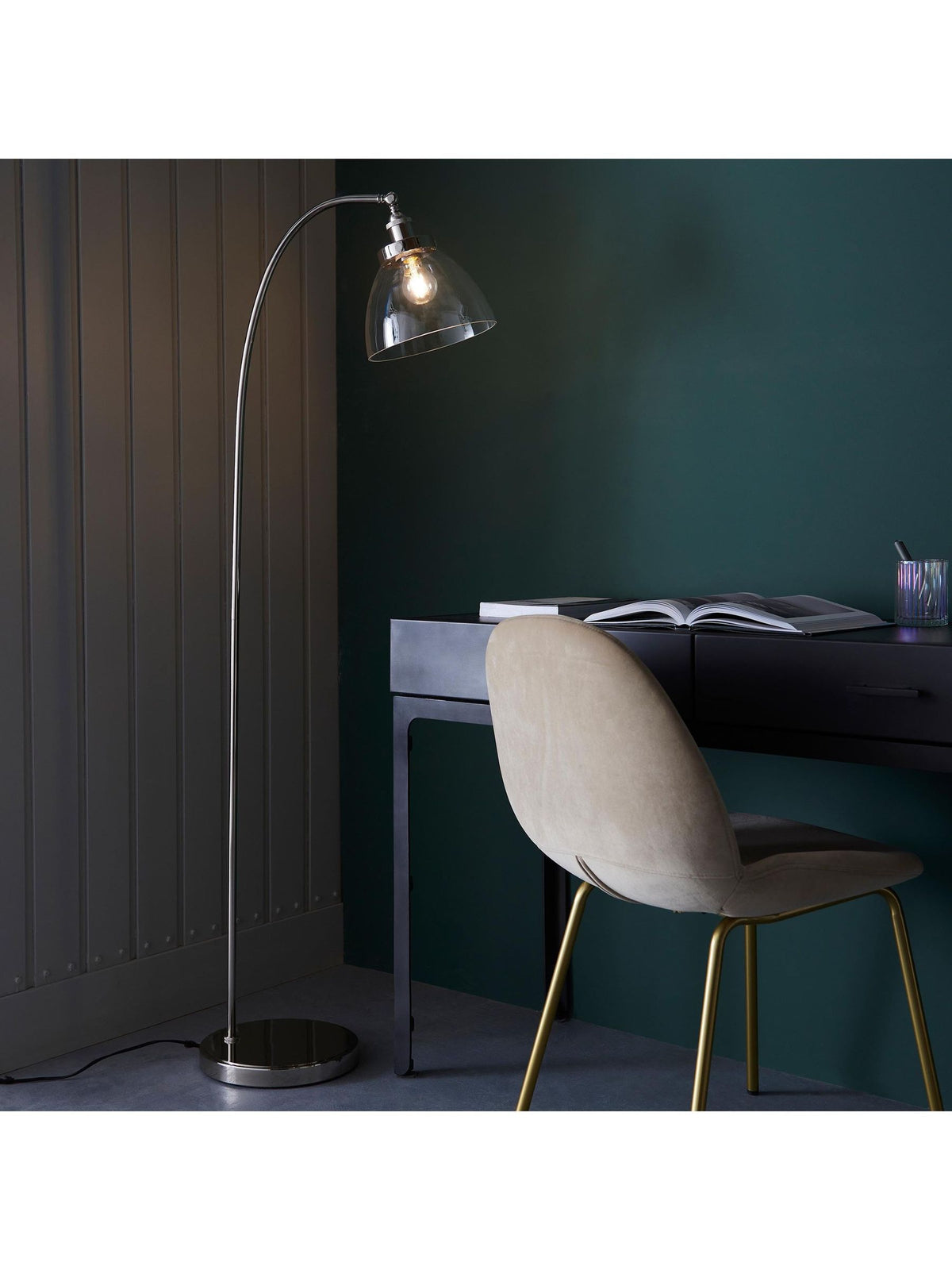 Gallery Home bright nickel Hansen floor lamp (British brand)