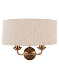 Gallery Home Vintage Brass Highclere Wall Light with linen shade, UK version