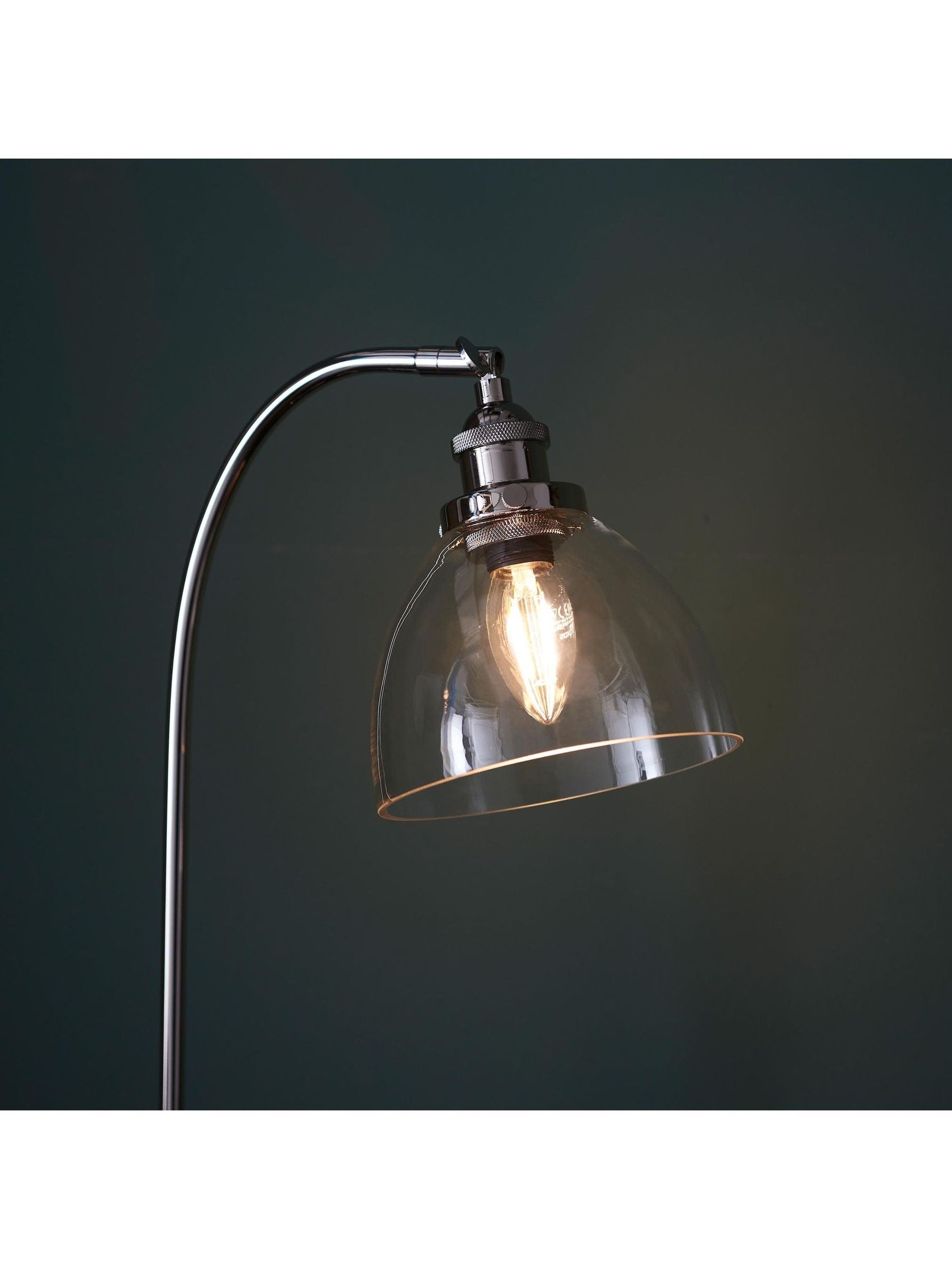 Gallery Home Hansen bright nickel table lamp with clear glass - British product
