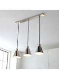 Gallery Home bright nickel 3-light linear pendant bar, imported from the UK