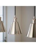 Gallery Home bright nickel 3-light linear pendant bar, imported from the UK
