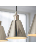 Gallery Home bright nickel 3-light linear pendant bar, imported from the UK