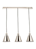 Gallery Home bright nickel 3-light linear pendant bar, imported from the UK