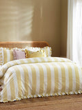 Wylder Butter Yellow Birdie Stripe Ruffle Duvet Cover Set (British brand)