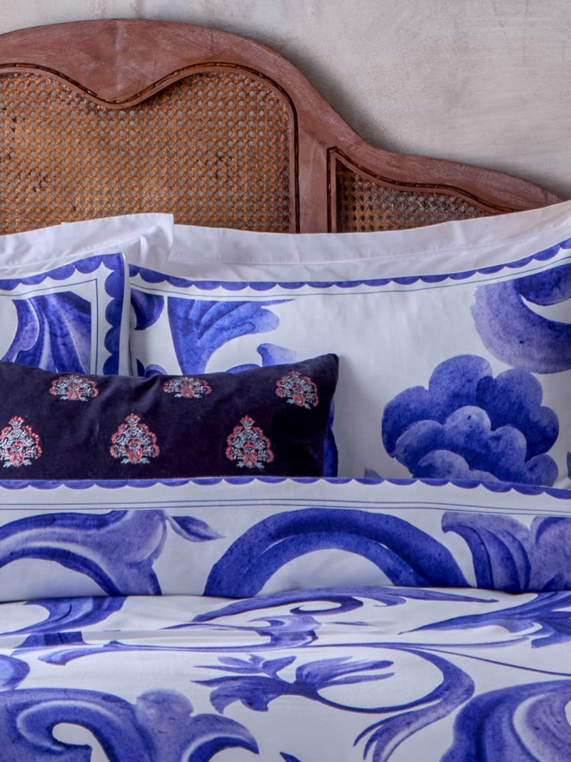 Paoletti Blue Azzurro Printed Cotton Duvet Set