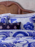 Paoletti Blue Azzurro printed cotton duvet cover set, imported from the UK