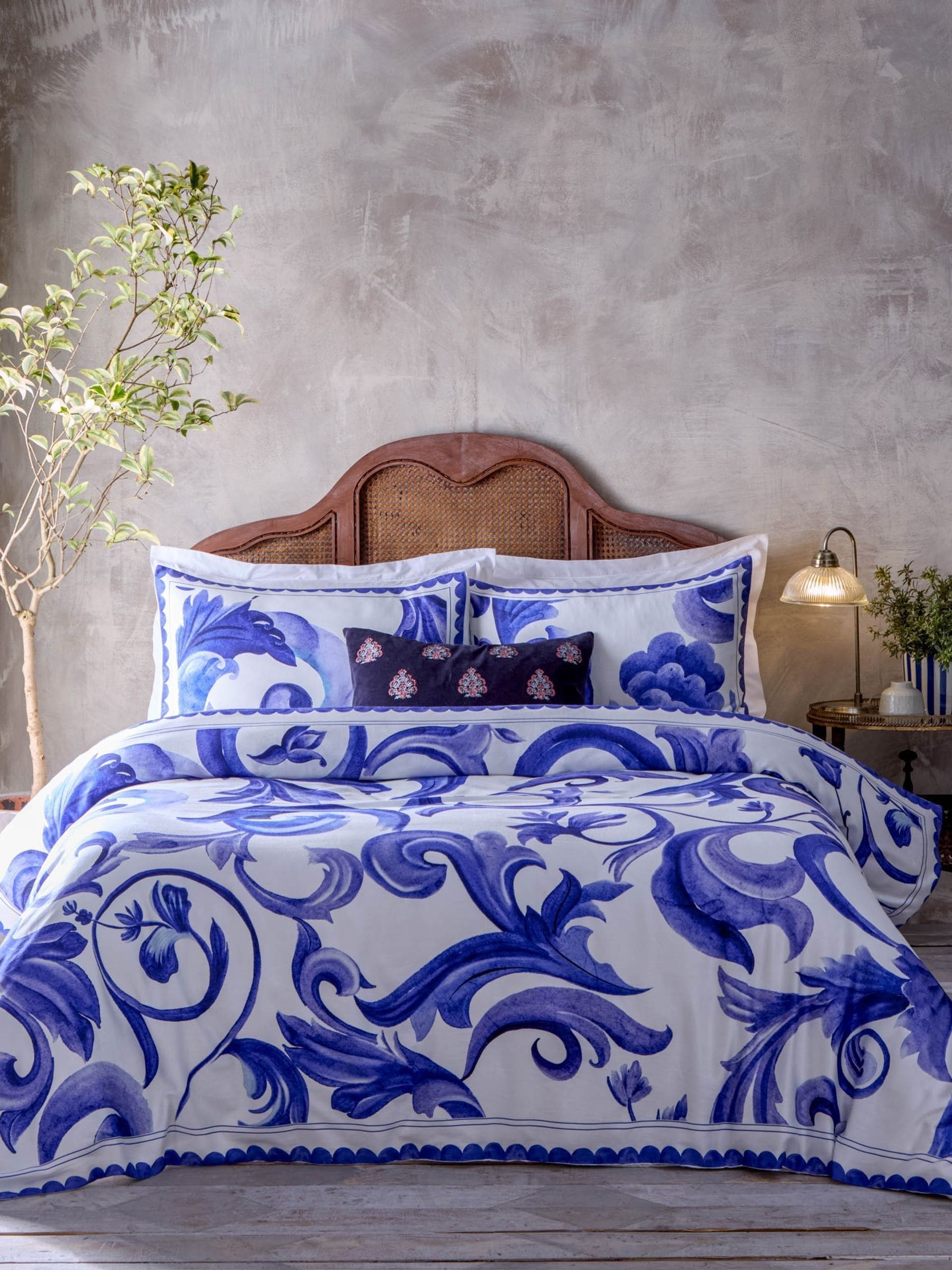 Paoletti Blue Azzurro Printed Cotton Duvet Set