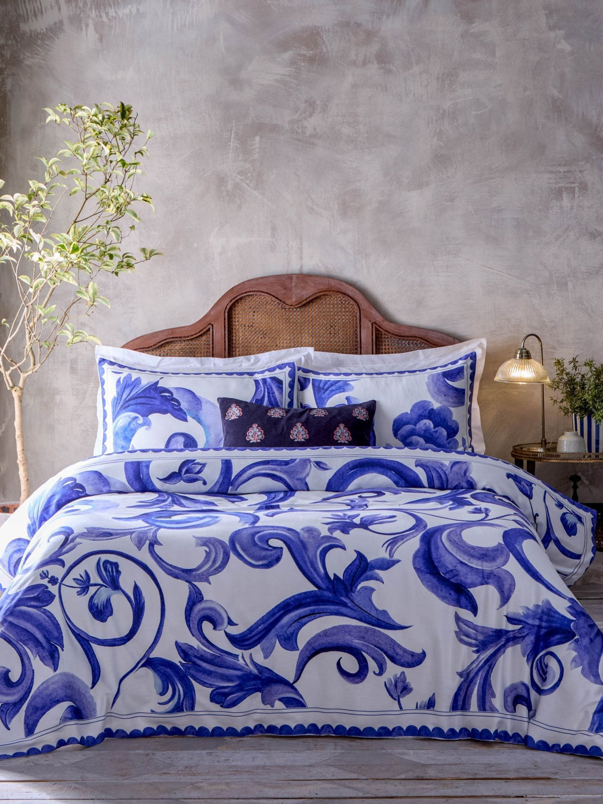 Paoletti Blue Azzurro Printed Cotton Duvet Set