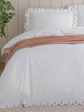 Wylder peach scallop embroidered cotton duvet cover set (British brand)