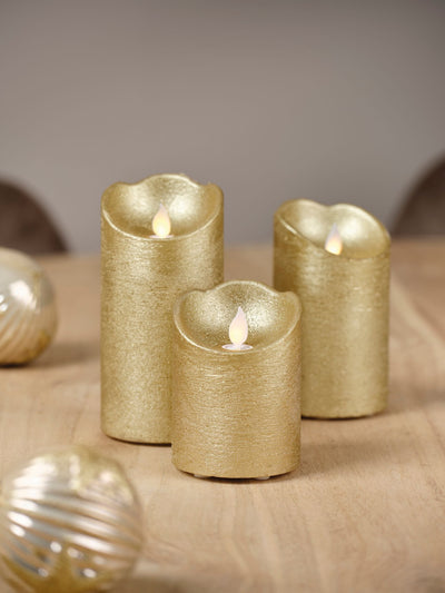 Lumineo Gold Tone Set aus 3 LED-Kerzen