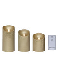Lumineo Goldton LED-Kerzen Set aus 3 Stück, UK-Version