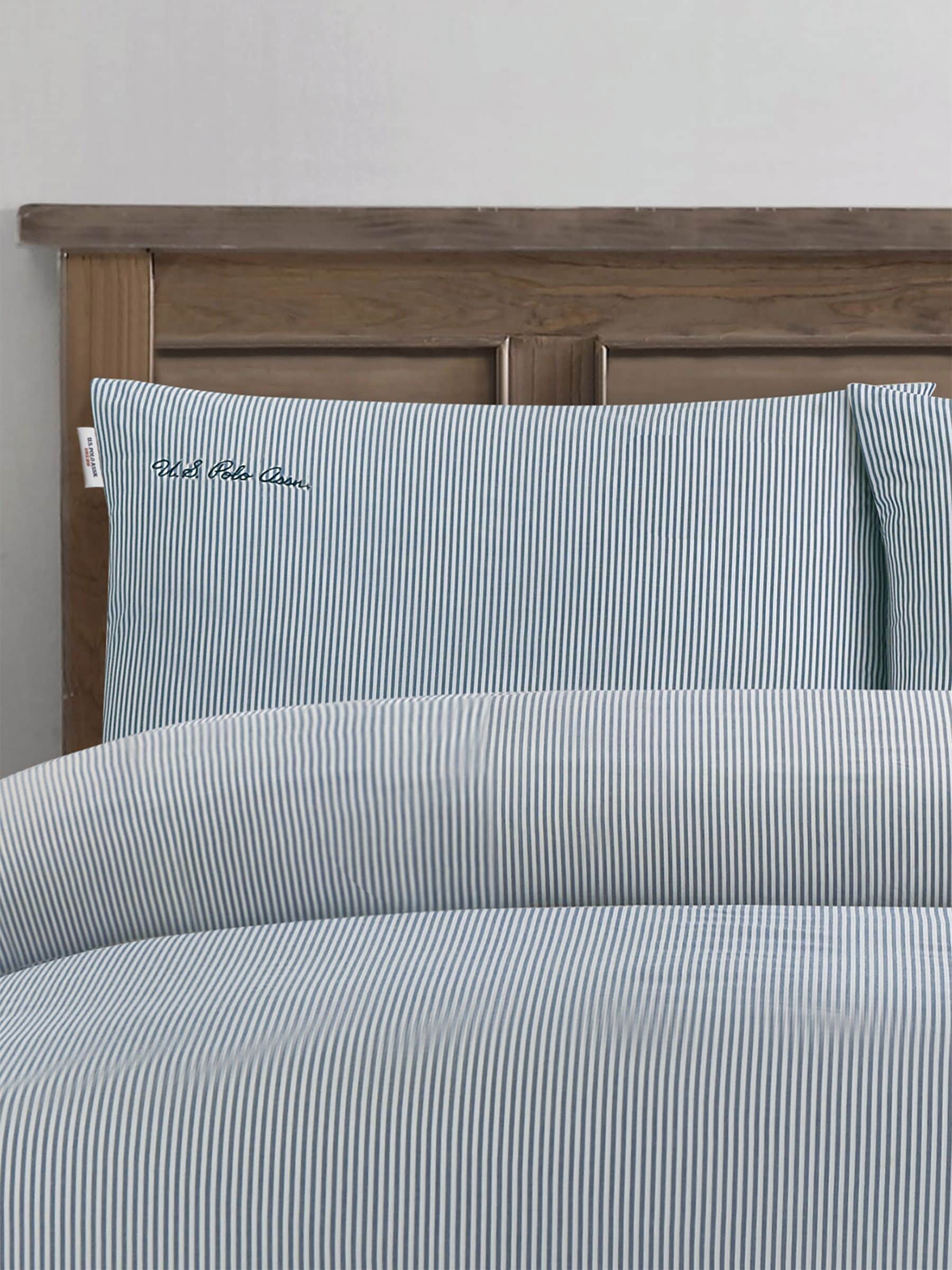 U.S. Polo Assn. True Navy Pure Cotton Stripe Duvet Set (British brand)