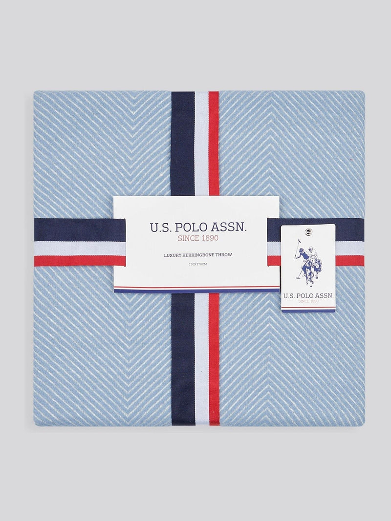 U.S. Polo Assn. luxury herringbone throw 130x170cm, UK version