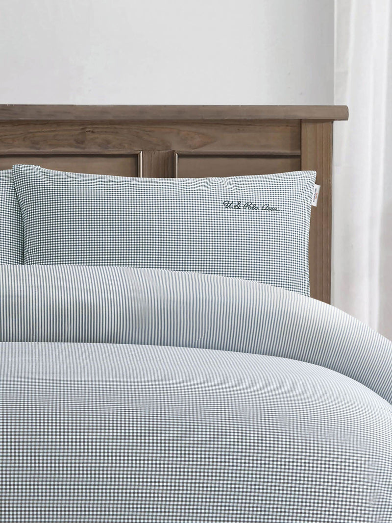 U.S. Polo Assn. Tornado Pure Cotton Gingham Duvet Set (British brand)