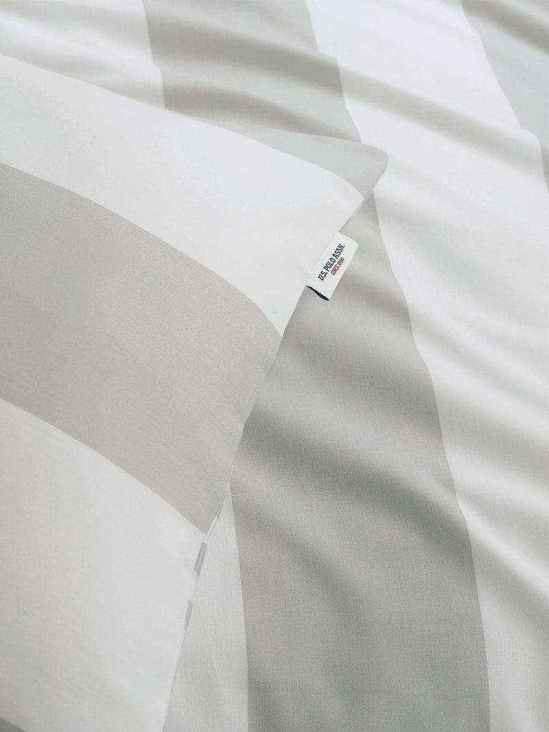 U.S. Polo Assn. Vapor Blue Pure Cotton Block Stripe Duvet Set (British brand)