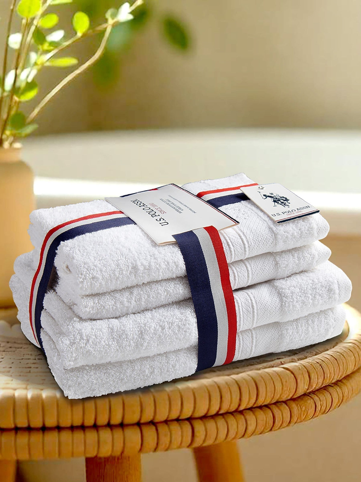 U.S. Polo Assn. white towel bale set (British brand)