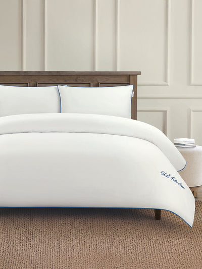 Next U.S. Polo Assn. Bright White Pure Cotton Piped Duvet Set- Buy online at McGrocer