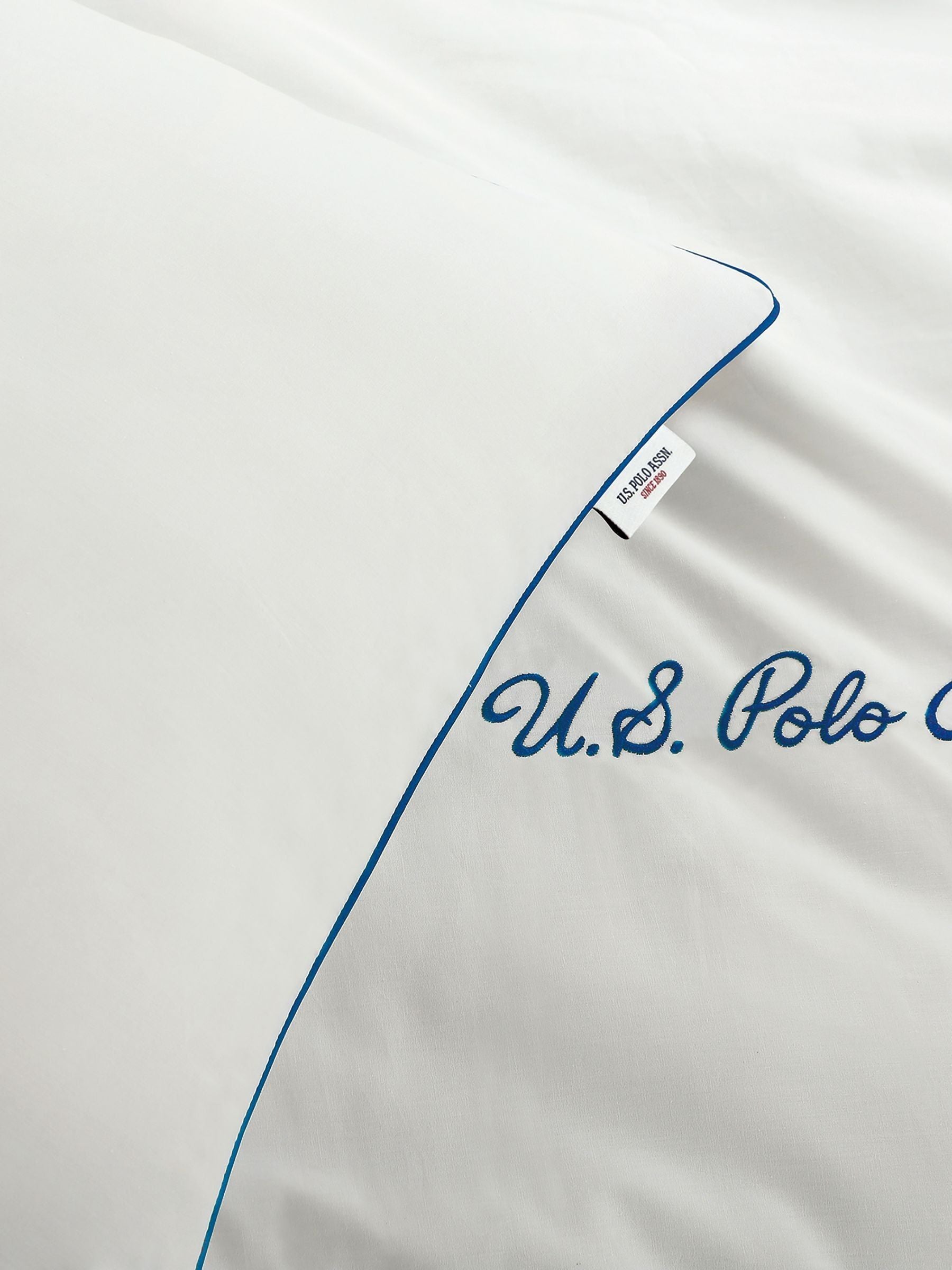 U.S. Polo Assn. bright white pure cotton piped duvet set (British brand)
