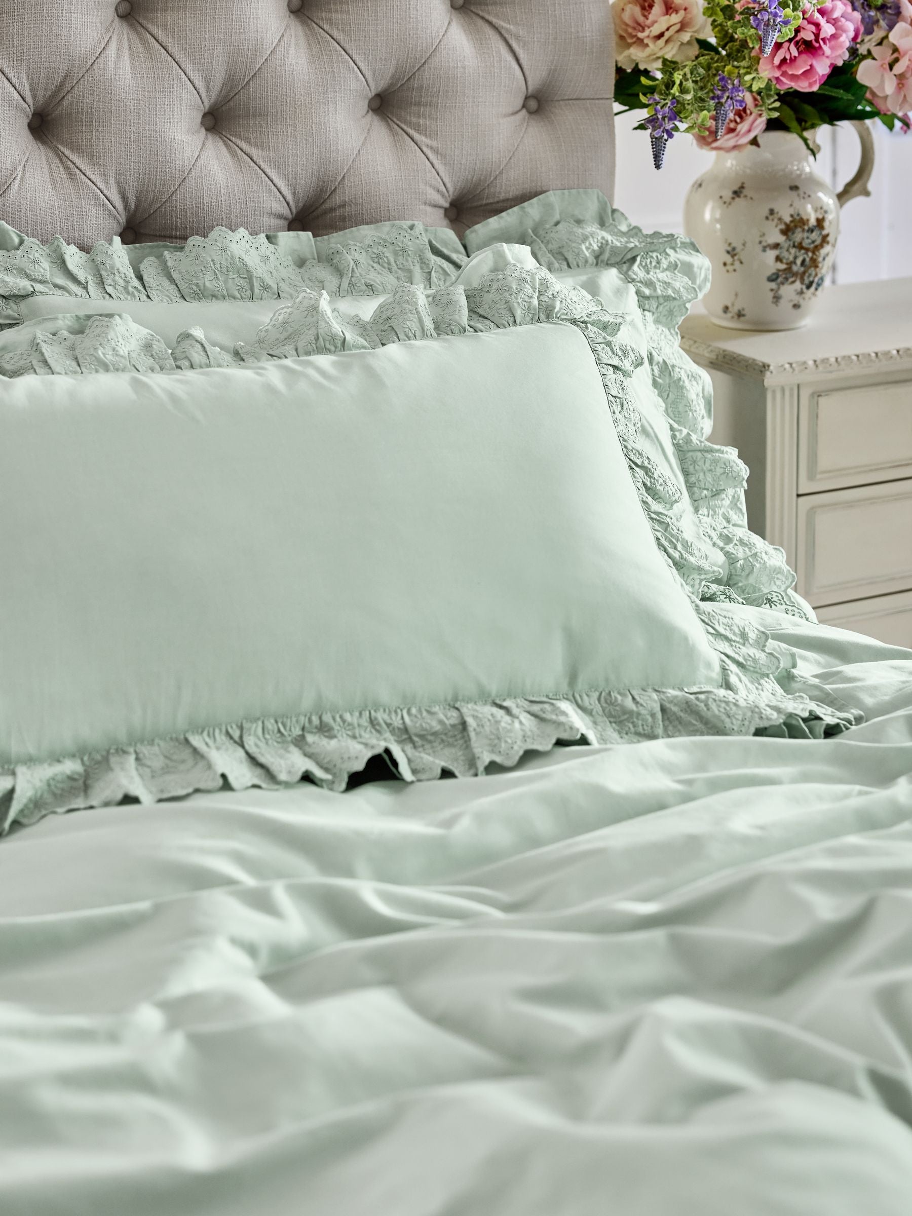 Shabby Chic by Rachel Ashwell Pink Broderie Anglaise Ruffle Pillowcases Set of 2