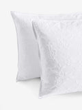 Shabby Chic white floral matelasse pillowcases, imported from the UK