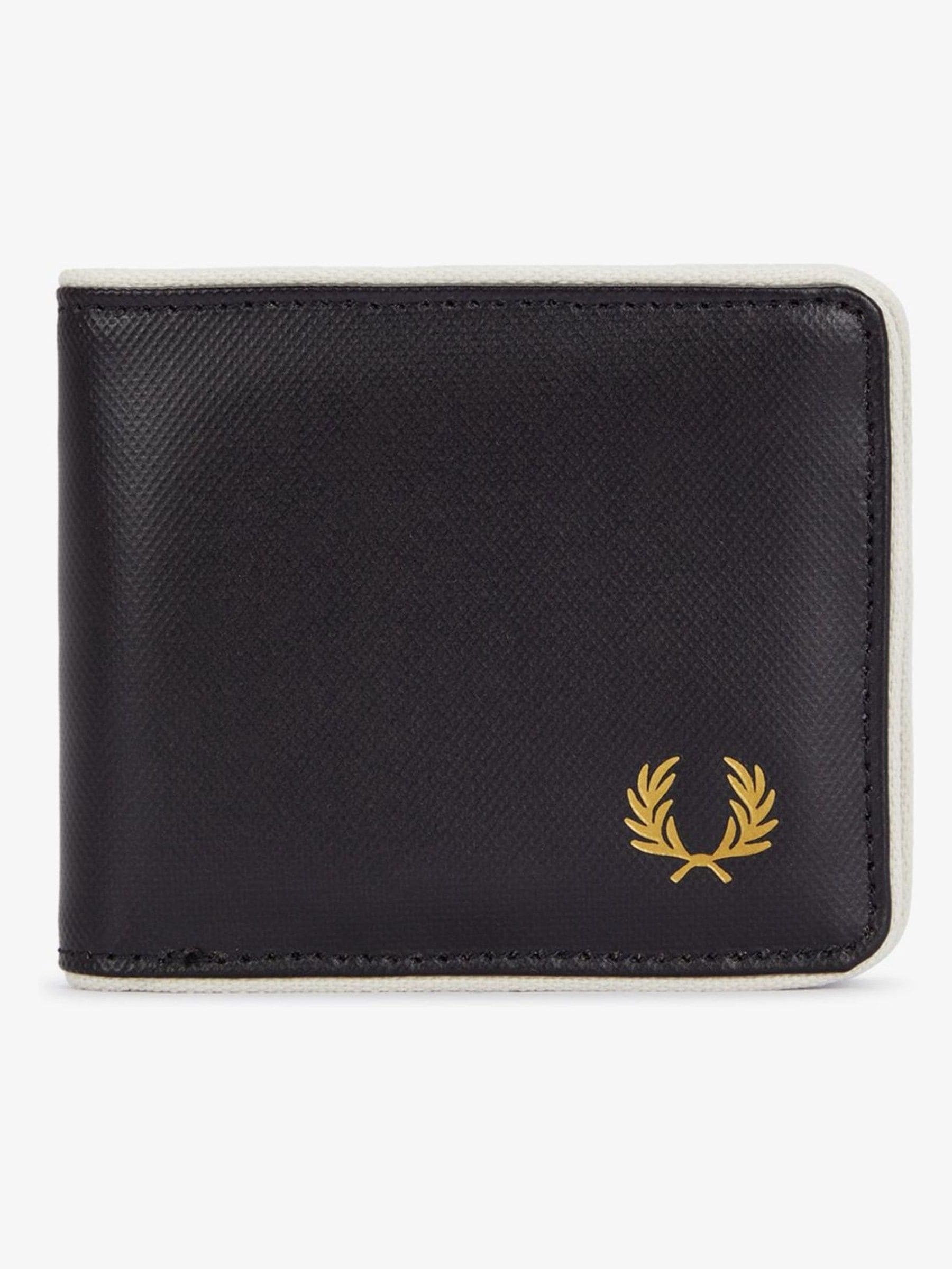 Fred Perry black coated polyester billfold wallet, imported from the UK