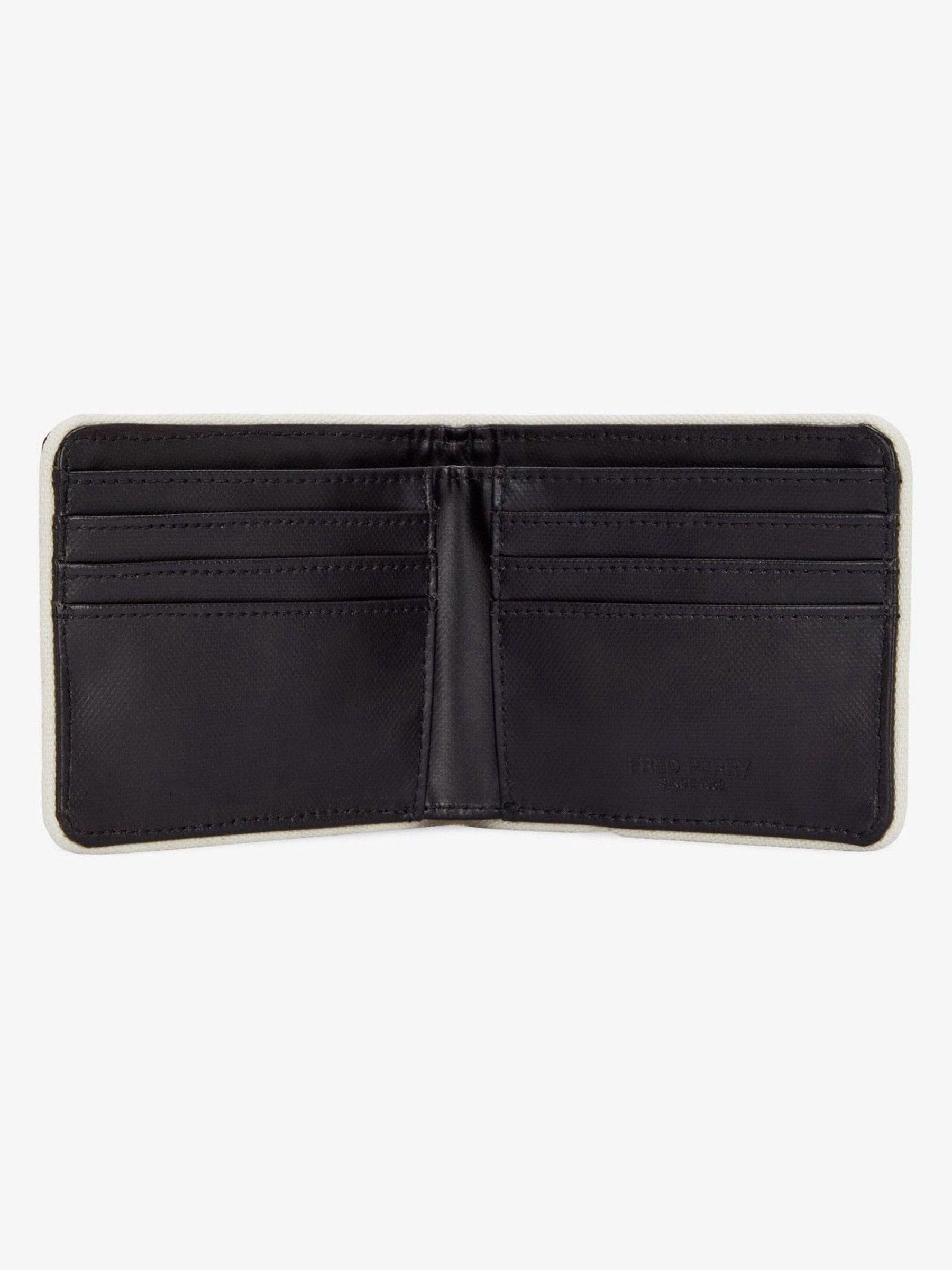Fred Perry black coated polyester billfold wallet, imported from the UK