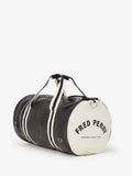 Fred Perry black classic barrel bag, imported from the UK