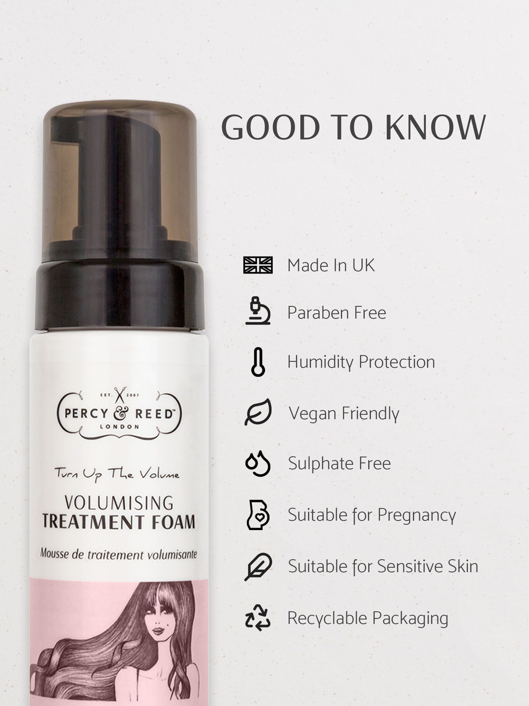 Percy & Reed volumising treatment foam 200ml, imported from the UK