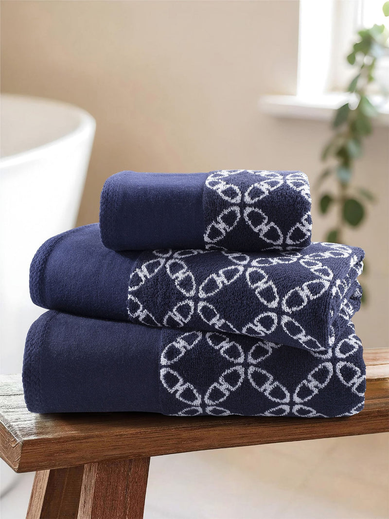 U.S. Polo Assn navy iris geometric cotton towel, UK version