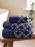 U.S. Polo Assn navy iris geometric cotton towel, UK version