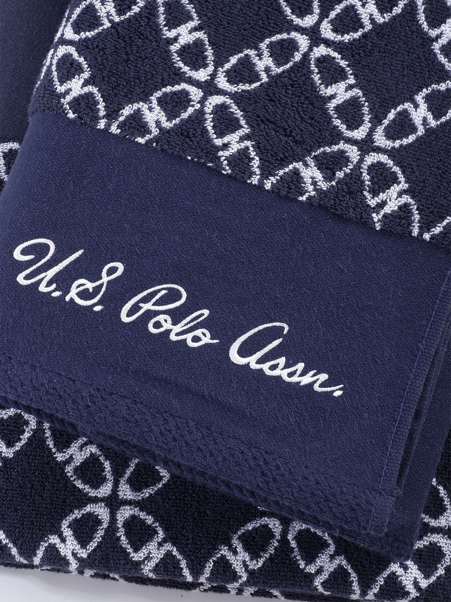 U.S. Polo Assn navy iris geometric cotton towel, UK version