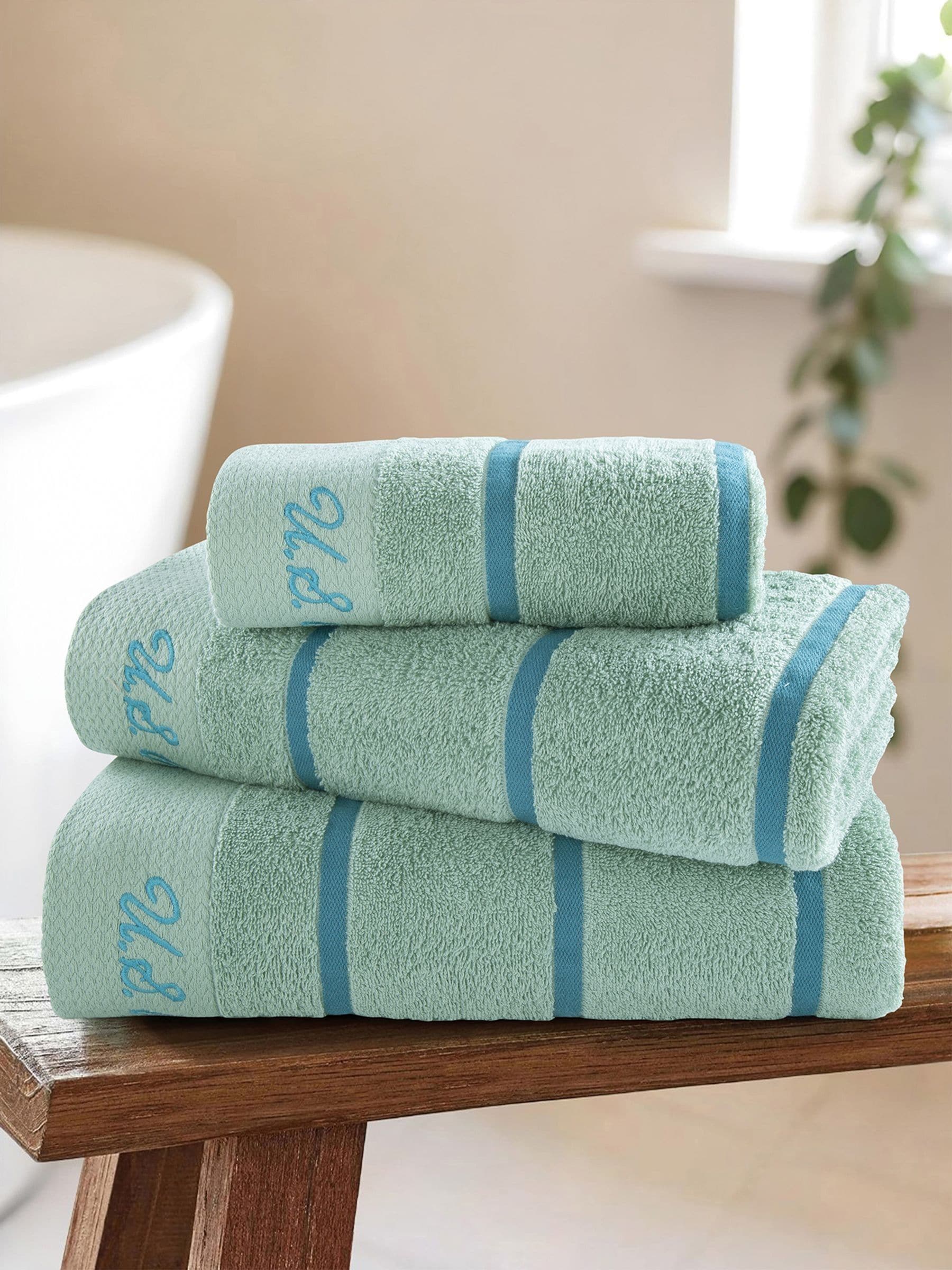 U.S. Polo Assn. harbour grey cotton satin stripe towel - British product