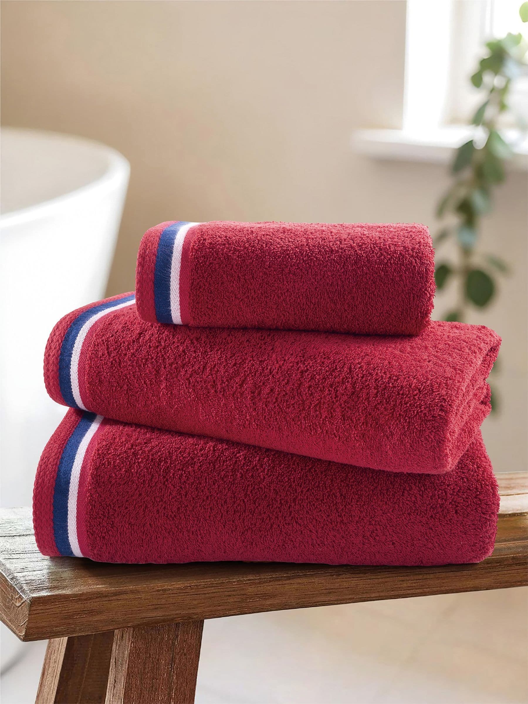 U.S. Polo Assn. Haute Red Pure Cotton Brand Stripe Towel