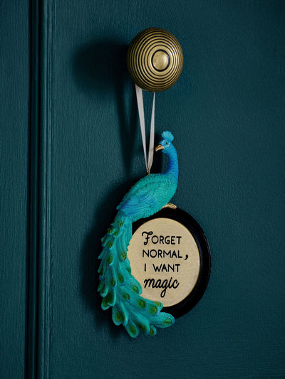 Next Blue Peacock I Want Magic Hanging Decoration 14.5cm- Buy online at McGrocer