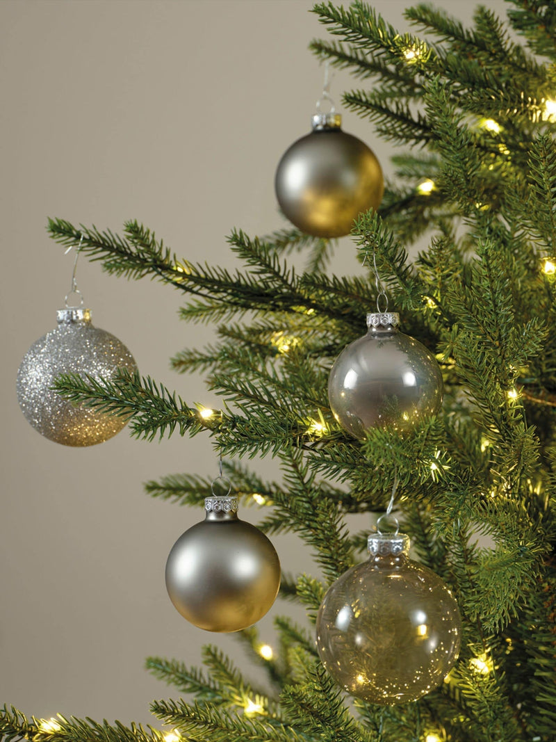 Decoris Grey Pack of 21 Glass Christmas Baubles